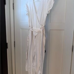 NPL White Wrap Margaret linen Jumpsuit